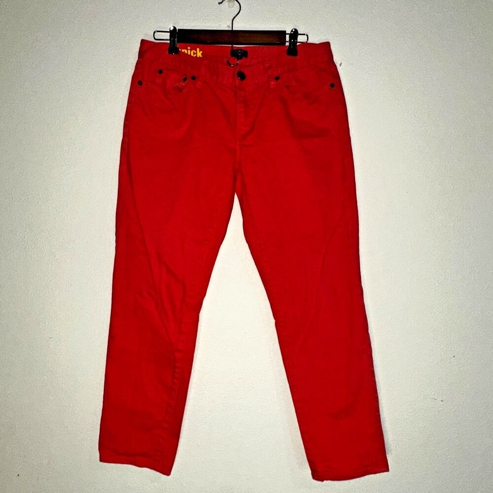 J Crew Toothpick Women Jeans Orange Coral Skinny Ankle Low Rise size 30 (31x26)